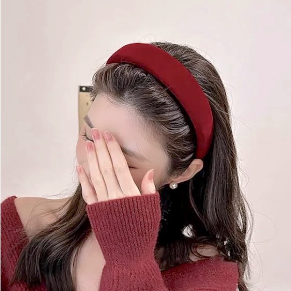 NWT- Red Puffy Velvet Headband Handmade